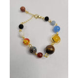Universe Galaxy The Nine Planets Guardian Star, Natural Mixed Gemstone Beads Bracelets -
