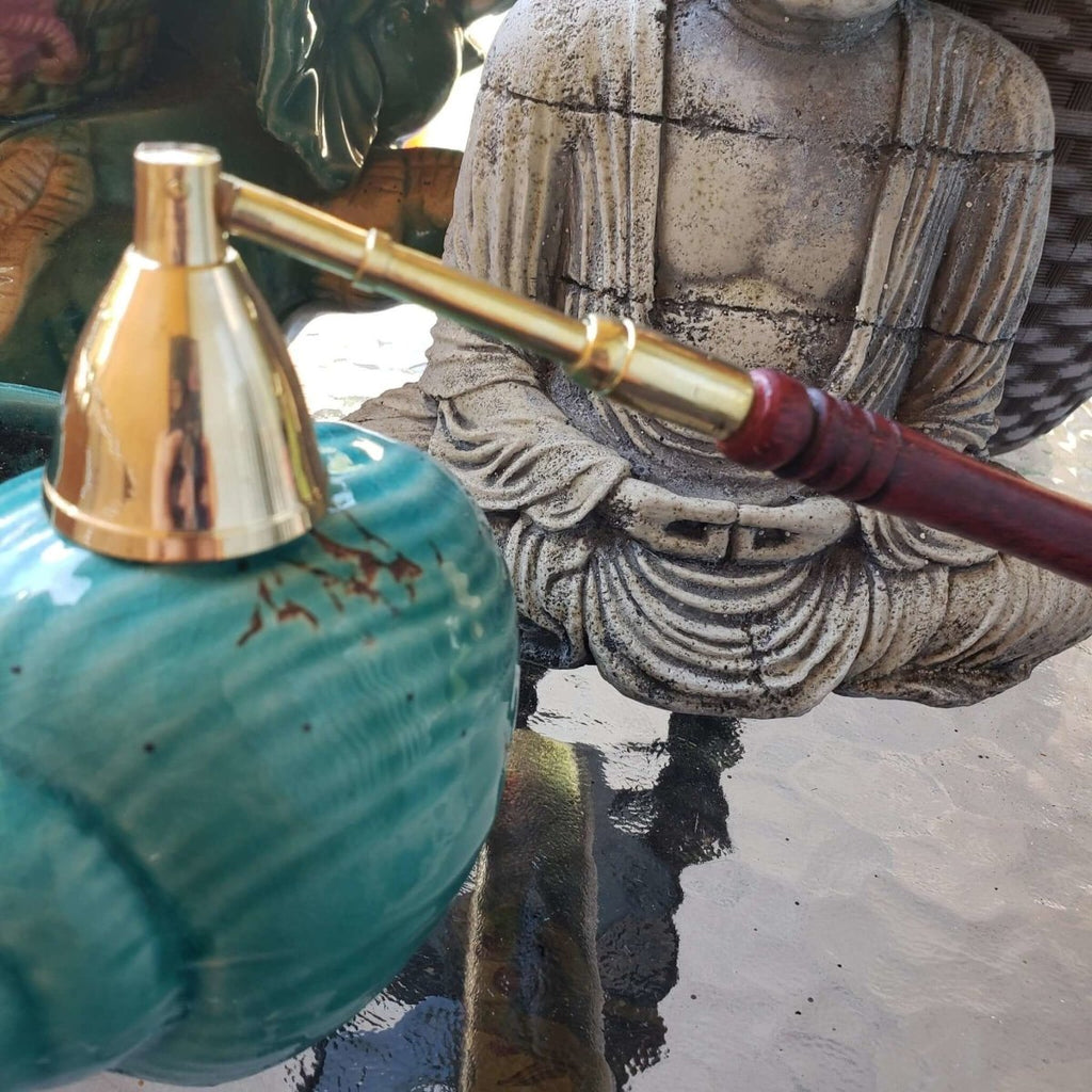 Wood and Brass Candle Snuffer/ Boho Decor / Vintage -Candle Snuffers