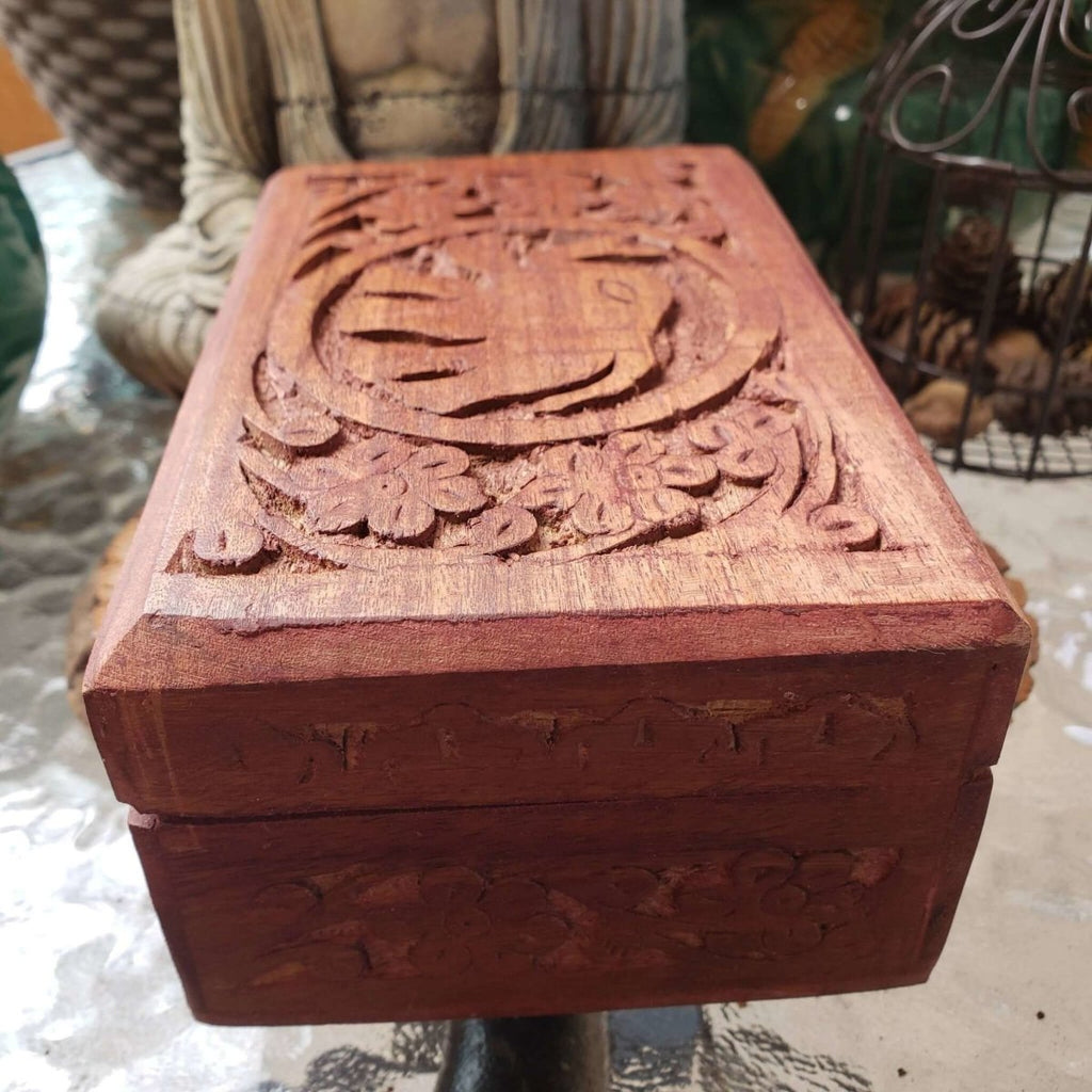 Wood Box, Tarot Box, Runes, Crystals, Witch Altar, Elephant Box -