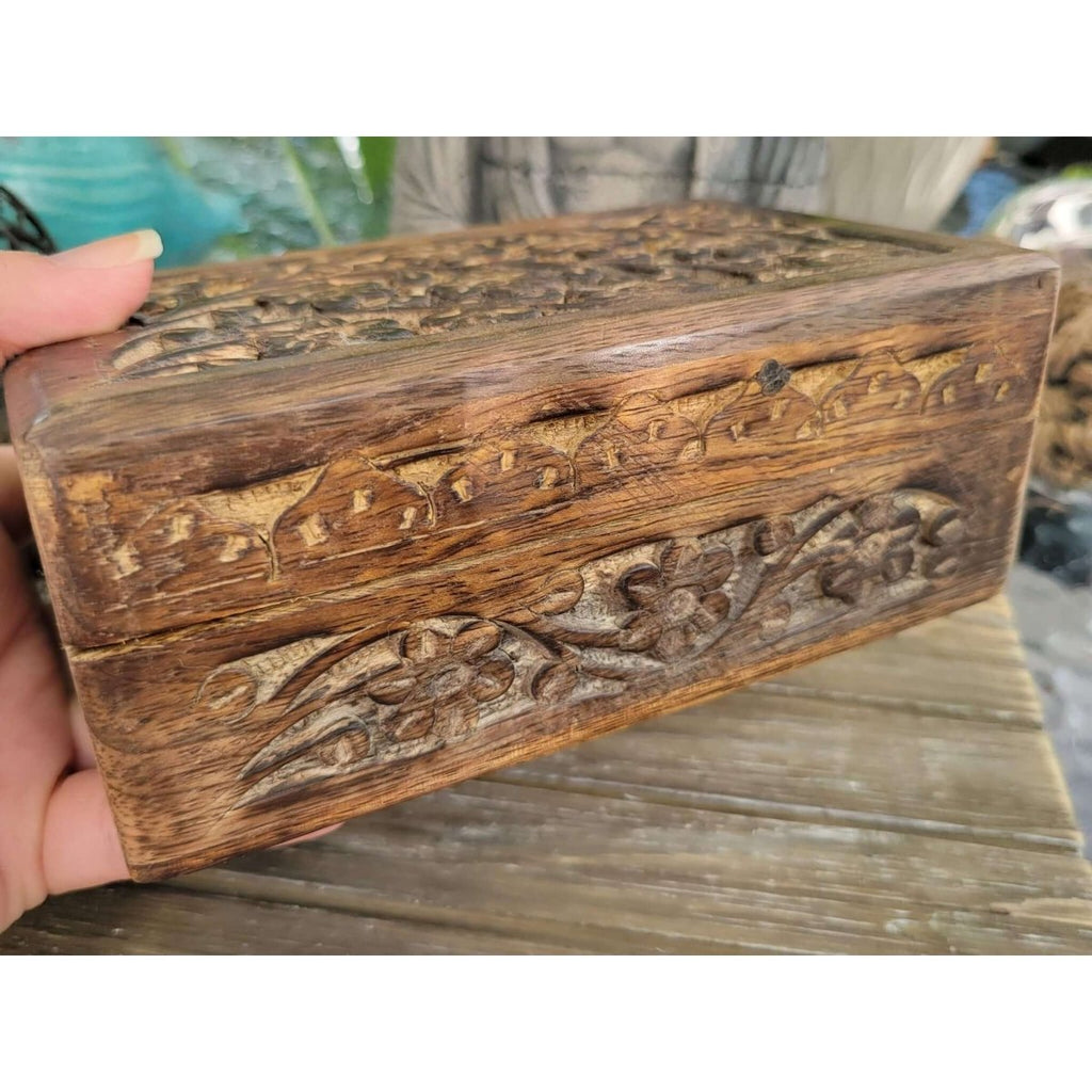 Wood box, tarot box, runes, crystals, witch altar, flower box -