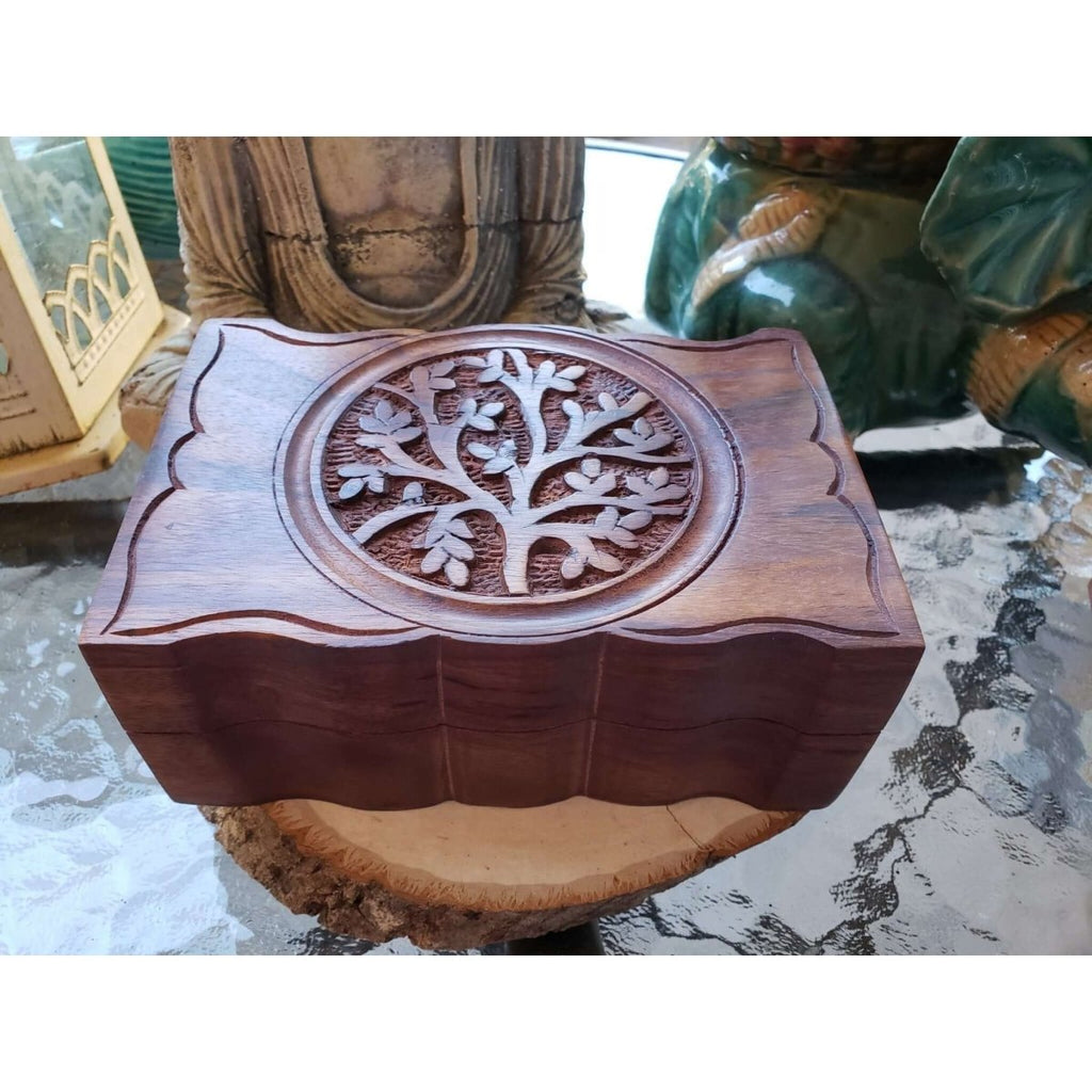 Wood Box, Tarot Box, Runes, Crystals, Witch Altar, Tree of Life Box -